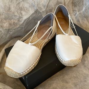 Eileen Fisher Lee Leather Sandals Espadrilles - white whitewashed leather